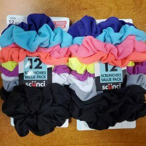 2 Pks of 12: Scunci Elastics Large Hair Scrunchies Assorted Colors